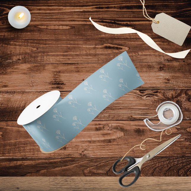 Elegant Dusty Blue Simple Flower  Satin Ribbon (Creator Uploaded)