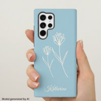 Elegant Dusty Blue Simple Flower Sports