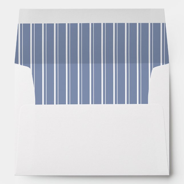 Elegant Dusty Blue Striped Wedding Return Address Envelope (Creator Uploaded)