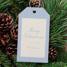 Elegant Dusty Blue Stripes Christmas
