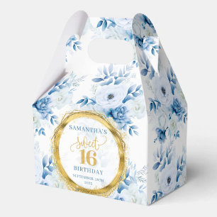 Elegant Dusty Blue Sweet Sixteen Gold Glitter Box
