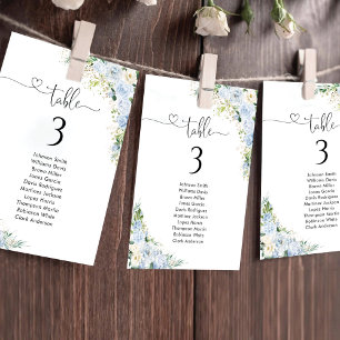 Elegant Dusty Blue Table Number Seating Chart 