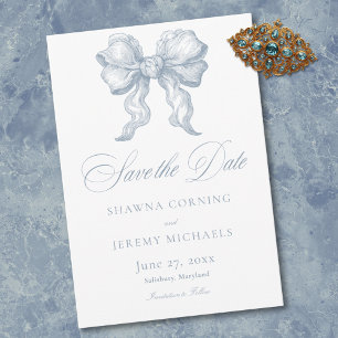 Elegant Dusty Blue Toile French Manor Wedding Save The Date