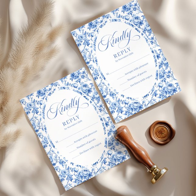 Elegant Dusty Blue Toile Roses Wedding RSVP Set (Elegant Dusty Blue Toile Roses Wedding RSVP Set

)