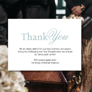 Elegant Dusty Blue Traditional Sympathy Funeral Thank You Card