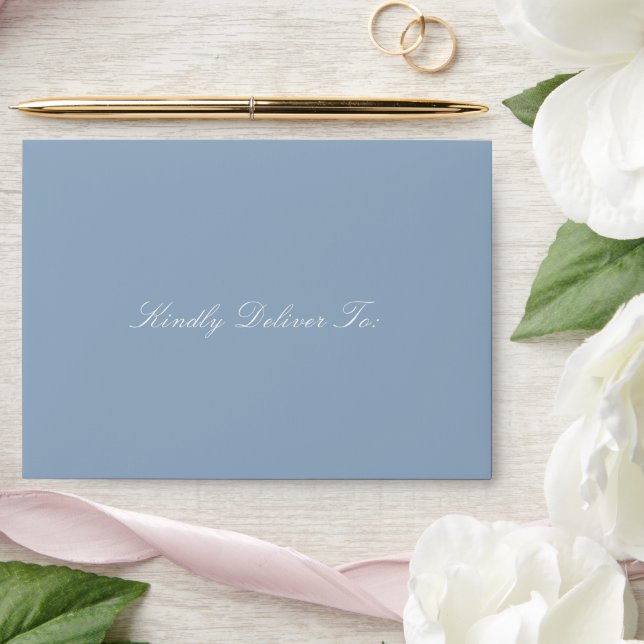 Elegant Dusty Blue Traditional Wedding Envelope (Wedding)