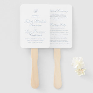 Elegant Dusty Blue Traditional Wedding Program Hand Fan