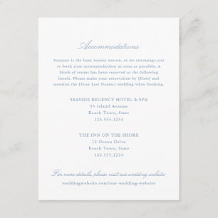 Elegant Dusty Blue Two Hotel Accommodations Enclosure Card