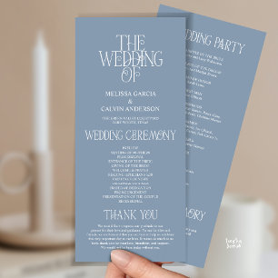 Elegant Dusty Blue Typography Wedding Program