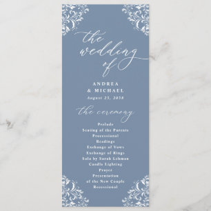 Elegant Dusty Blue Vintage Classic Wedding Program