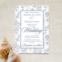 Elegant dusty blue vintage roses pattern wedding