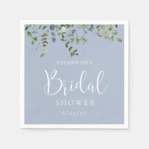 Elegant Dusty Blue Watercolor Bridal Shower Napkin