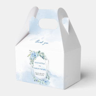 Elegant dusty blue watercolor floral silver frame  favor box