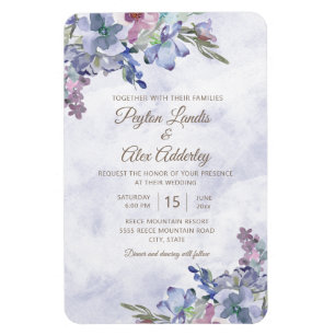 Elegant Dusty Blue Watercolor Floral Wedding Magnet