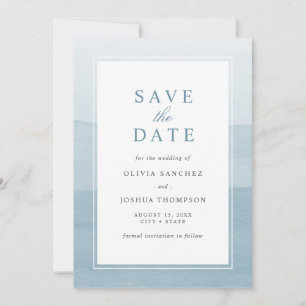 Elegant Dusty Blue Watercolor Ombre Save The Date
