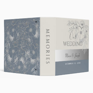 Elegant Dusty Blue Wedding Album 3 Ring Binder