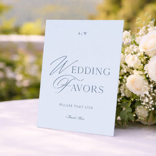 Elegant Dusty Blue Wedding Favours Sign Invitation