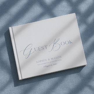 Elegant Dusty Blue Wedding Guest Book 