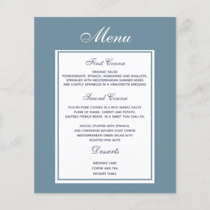 Elegant Dusty Blue Wedding Menu