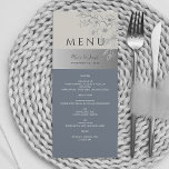 Elegant Dusty Blue Wedding Menu<br><div class="desc">Add a touch of elegance to your winter wedding with this stunning boho-chic wedding menu. Featuring a beautiful dusty blue backdrop, gilded flowers, and silver accents, it perfectly blends modern and vintage elements for a sophisticated and romantic look. Ideal for a winter celebration, this menu brings a unique, refined touch...</div>
