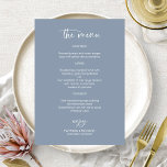 Elegant Dusty Blue Wedding Menu Cards<br><div class="desc">A stylish calligraphy wedding menu card for the plate. Easy to personalize with your details. CUSTOMIZATION: If you need design customization,  please contact me through chat; if you need information about your order,  shipping options,  etc.,  please contact Zazzle support directly.</div>