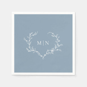 Elegant  Dusty Blue Wedding Monogram Paper Napkin