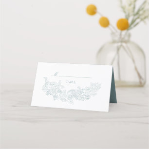 Elegant Dusty Blue Wedding Place Card