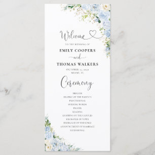 Elegant Dusty Blue Wedding Program