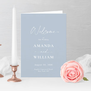 Elégant Dusty Blue Wedding Programme