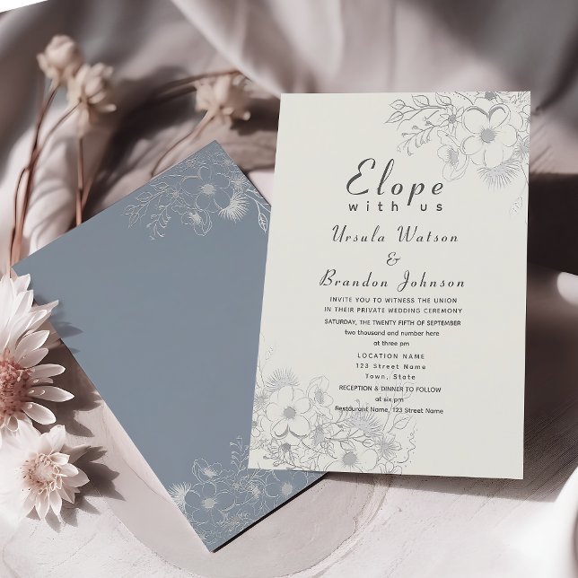Elegant Dusty Blue Wedding Reception Invitation (Creator Uploaded)