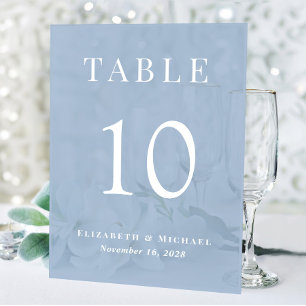 Elegant Dusty Blue Wedding Reception Table Number Acrylic Sign