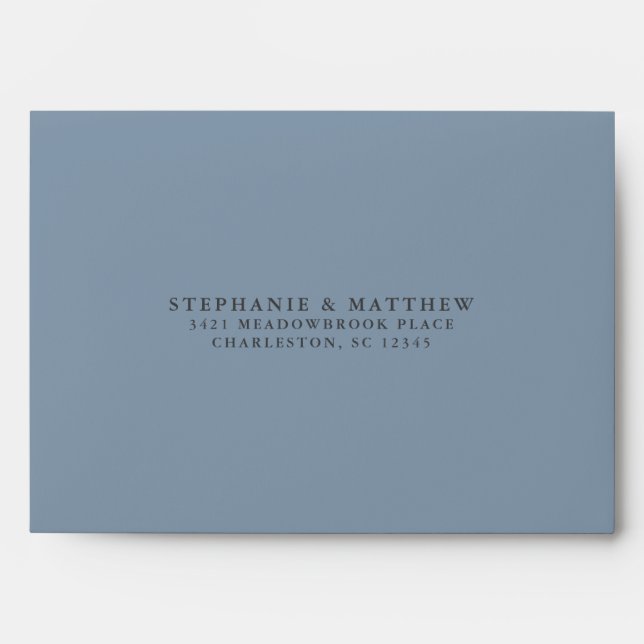 Elegant Dusty Blue Wedding Return Address Chic  Envelope (Front)