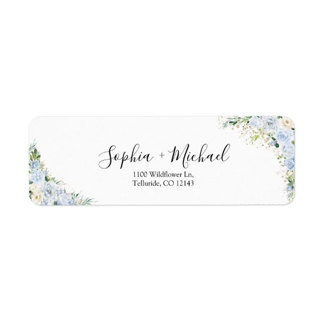Elegant Dusty Blue Wedding Return Address Label (Devant)