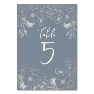 Elegant Dusty Blue Wedding Table Number