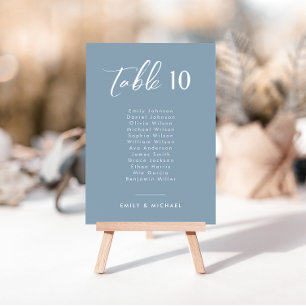 Elegant Dusty Blue Wedding Table Number & Names