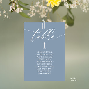 Elegant Dusty Blue Wedding Table Seating Chart Number
