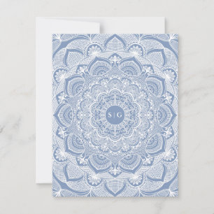 Elegant dusty blue white lace mandala classic invitation