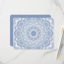Elegant dusty blue white lace mandala classic