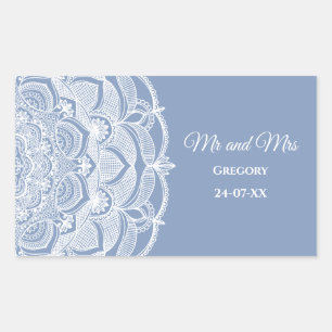 Elegant dusty blue white lace mandala classic sticker