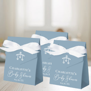 Elegant Dusty Blue White Minimalist Baby Shower Favor Box