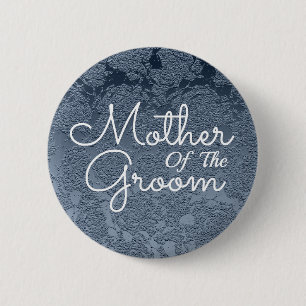 Elegant Dusty Blue White Mother Of The Groom 2 Inch Round Button