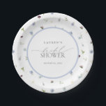 Elegant Dusty Blue Wildflower Bridal Shower Paper Plate<br><div class="desc">A fresh expression of bridal charm, these floral paper plates bring a touch of garden grace to your table setting. Scattered wildflowers in soft, watercolor hues circle a crisp monogram centerpiece—elevating even the simplest buffet into an intentional tablescape. Ideal for bridal showers, luncheons, garden parties, or outdoor brunches where every...</div>