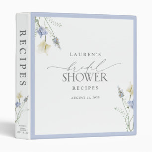 Elegant Dusty Blue Wildflower Bridal Shower Recipe Binder