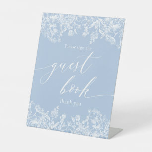 Elegant Dusty Blue Wildflower Guest Book Sign
