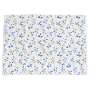 Elegant Dusty Blue Wildflower Large Gift Bag