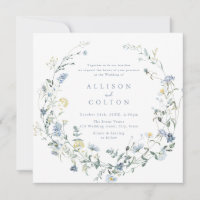 Elegant Dusty Blue Wildflower Rustic Boho Wedding