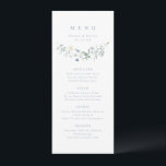 Elegant Dusty Blue Wildflower Rustic Boho Wedding Menu<br><div class="desc">Elegant delicate watercolor wildflower design,  with custom your own details. Pastel palettes of soft yellow,  off white,  sage green,  dusty blue,  and botanical greenery,  simple and romantic. Great floral wedding menus for modern rustic wedding,  country garden wedding,  and boho wedding in spring and summer.</div>