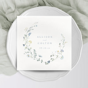 Elegant Dusty Blue Wildflower Rustic Boho Wedding Napkin