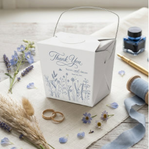 Elegant Dusty Blue Wildflower Wedding Thank You Favor Box