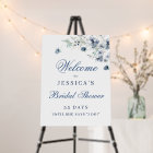 Elegant Dusty Blue Winter Bridal Shower Welcome